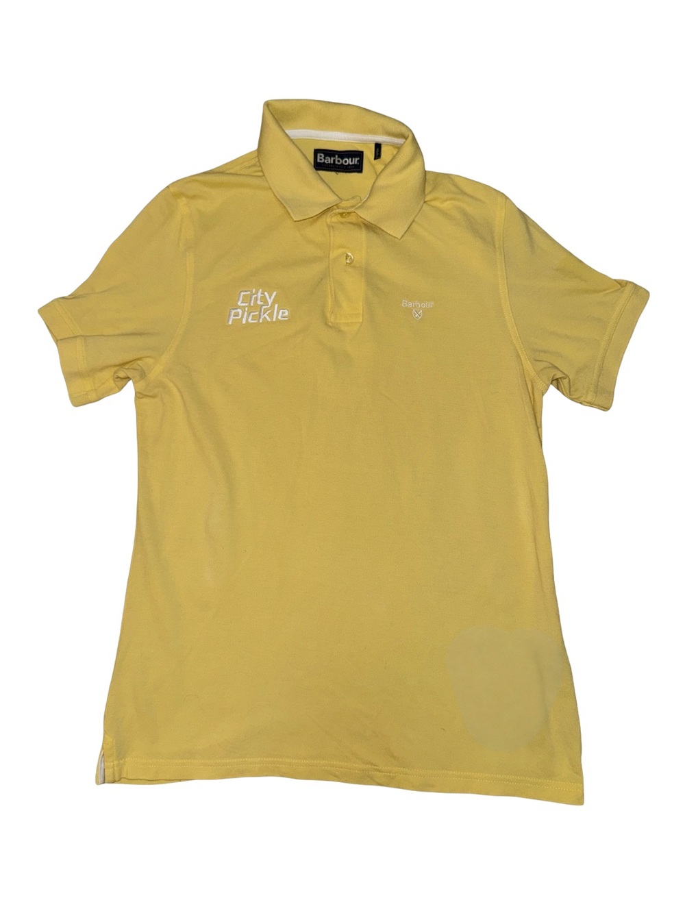 Barbour Men’s M Yellow City Pickle Embroidered Cotton Polo Shirt Logo